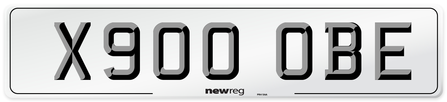 X900 OBE Number Plate from New Reg